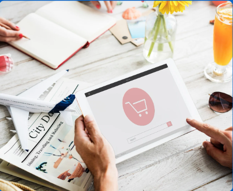 Person browsing an online store on a tablet